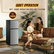 TACOOL 5.0 Cu.Ft Small Refrigerator with Freezer, Mini Fridge with Top Freezer for Apartment, Bedroom, Double Door, Silver