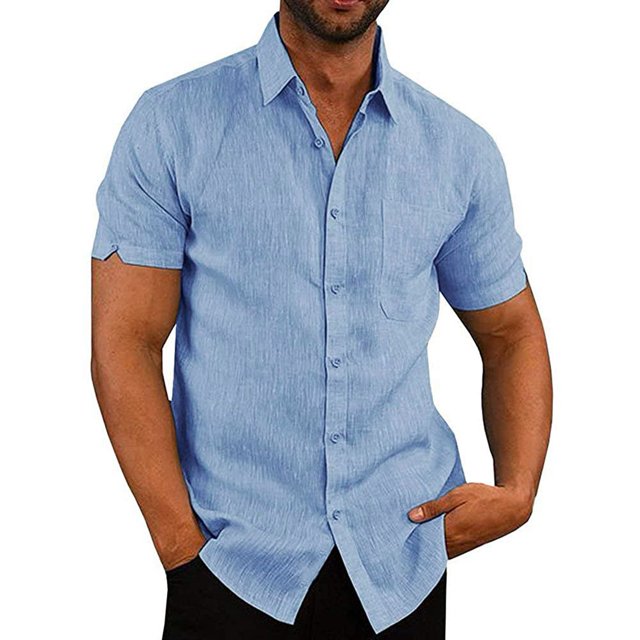 Camisa de hombre, Camisa de corte regular para hombre Camisa de corte regular para hombre Camisa de cuello vuelto para hombre Materiales ecológicos