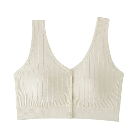 Tsesme Front Closure Bras for Women Full Cup Wireless Ribbed Bra Support Push up Everyday Bralettes
