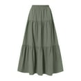 thumbnail image 4 of adviicd Women's Summer Boho Flowy Swing Tiered A-Line Maxi Skirt 2025 Fashion Trendy Elastic Waist Pleated Long Beach Skirts Green, M, 4 of 7