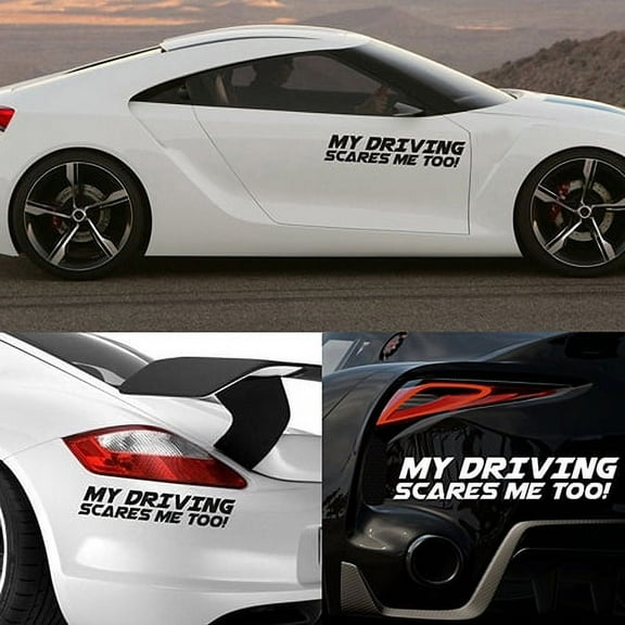 Walbest 1 Pack Car Sticker, Universal Funny My Driving Scares Me Too Auto Car Window Vinyl Decal Letters Sticker