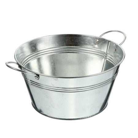 

1Pc Household Flower Bucket Fruit Pot Vegetable Storage Holder (Silver)