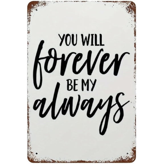 "Romantic Metal Tin Sign Wall Art Decor With Quote, Wedding and Valentine Theme, 12 x 8 Inches, Vintage Style"