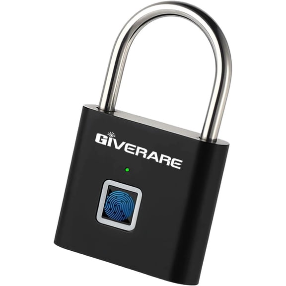 Fingerprint Smart Padlock, Biometric Metal Keyless Thumbprint Lock Alloy, USB Rechargeable, Quick Unlock Waterproof Rustproof Locks for Warehouses, Gym, Homes, Office, School Locker, Luggage-Black