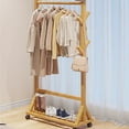 thumbnail image 6 of BriGen Tech Bamboo Clothes Rack Portable Extra Large Garment Rack 2-Tire Storage Box Shelves For Entryway and Bed Room Bamboo Clothing Rack With Whee, 6 of 14