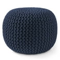 thumbnail image 2 of Casafield Round Pouf Ottoman, Navy Blue - 20" Dia x 14.5" High Cotton Knit Foot Stool - Boho Floor Pouffe for Living Room, 2 of 7