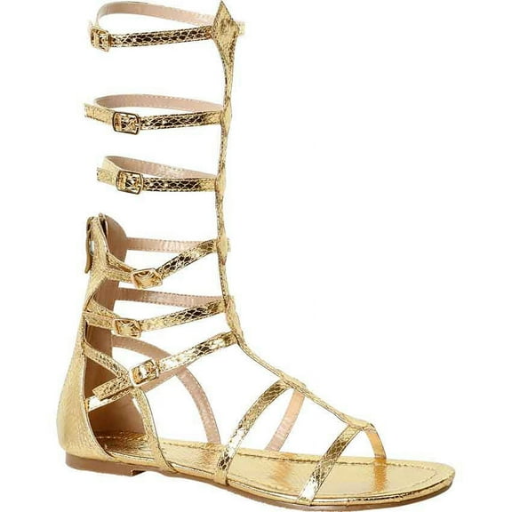 Women's Tall Warrior Princess Sandals in Gold, size: 9 | Leather by Medieval Collectibles