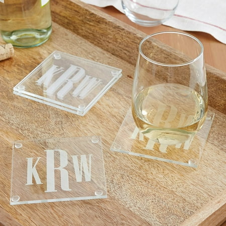 - Personalized Timeless Monogram Glass Coaster Set