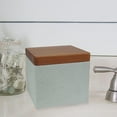 thumbnail image 2 of nu steel nu steel Concrete, made of cement Bathroom Vanity Countertop Storage Organizer Canister Jar for Cotton Swabs, Rounds, Balls, Makeup Sponges, Bath Salts, Grey Stone/brown CON1H, 2 of 6