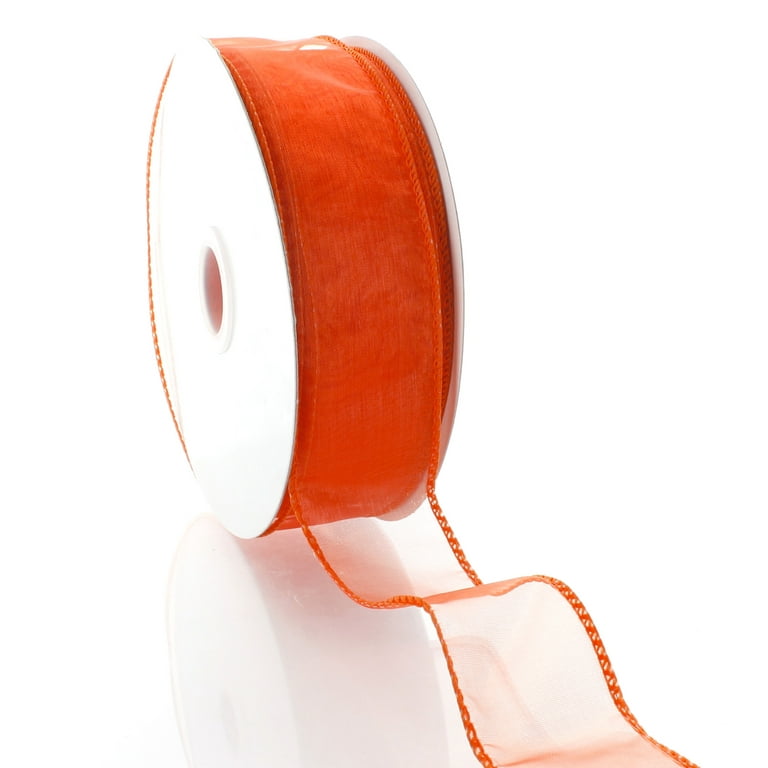 May Arts 1-Inch Wide Ribbon, Light Orange Sheer