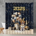 thumbnail image 2 of Happy New Year Brittany Spaniel Welcome 2025 Balloon Firework Party Shower Curtain Brittany Dog Lover Gifts Idea Waterproof Bathroom Bathtub Curtain - 01014, 2 of 5