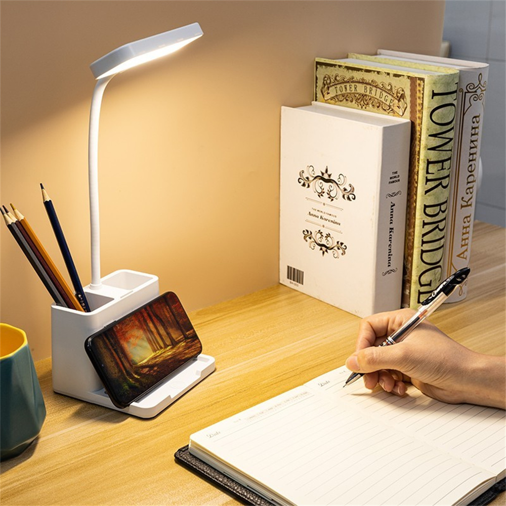 BLUELK LED Desk Lamp, Reading Lights with Pen Holder, USB Charging Port, Small Study Lamp for Home, Office, Dorm - image 2 of 8