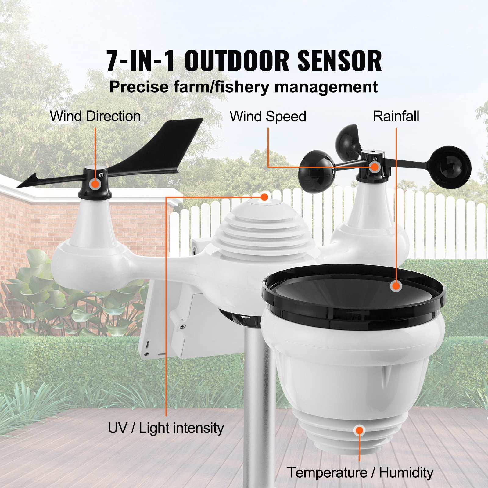 KFFKFF 7 in 1 WiFi Weather Station with Solar Panel, 7 in Color Display for Indoor/Outdoor, TFT Weather Station for Temperature, Humidity, Wind, Rainfall and Forecast