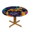 thumbnail image 3 of Orinice Pugs Circle Colors Round Table Cover Stain Resistant Washable Indoor Outdoor Kitchen Dining Wedding Parties Waterproof 100% Polyester Fiber 38-42, 3 of 8
