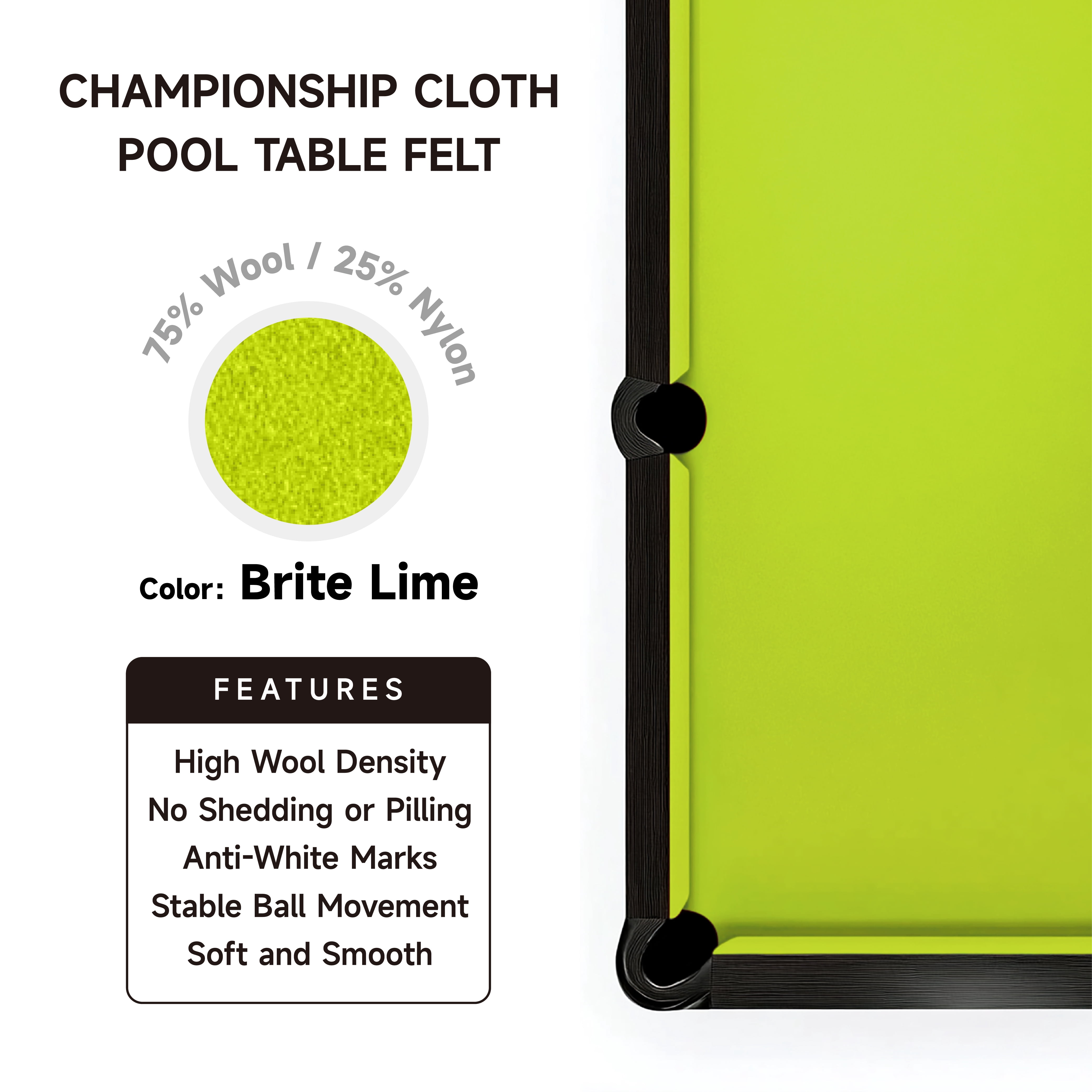 Empire USA Championship - Bright Lime Invitational Felt w/Teflon - 8ft