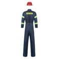thumbnail image 2 of vastwit Mens Firefighter Fireman Outfits Long Sleeve Jacket Coat and Belt Plastic Helmet Set Navy Blue 170, 2 of 6