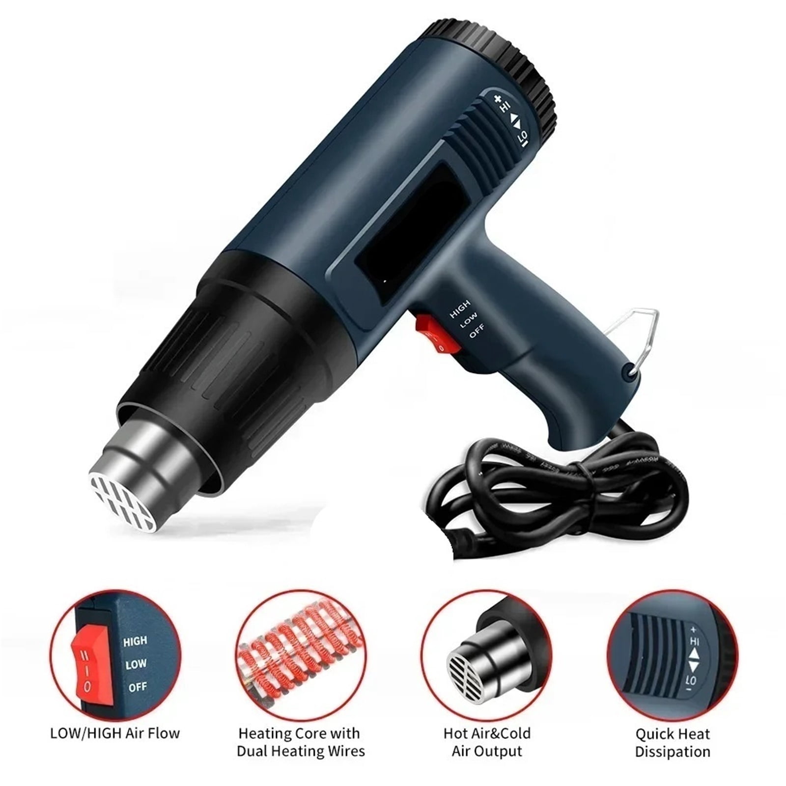 Heat Gun, Variable Temperature Control, Stepless Temperature Regulation (60  ~600  ), Used for Shrink Packaging of Handicraf ,Variable Temperature