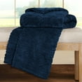 thumbnail image 6 of Superior Arctic Fleece Boho Knit Jacquard Blanket, King, Navy Blue, 6 of 7