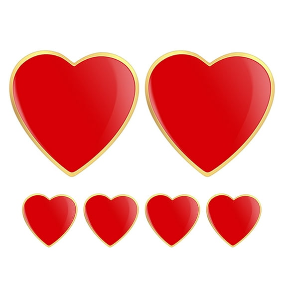 Voiceine 6pcs Heart Pins Red Heart Lapel Pins Alloy Love Enamel Pin Cute Brooch For Valentines Day Wedding Party Costume Accessories