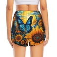 thumbnail image 2 of Lsque Colorful Cloud Butterfly Sunflower Printed Women's Running Shorts with Liner Pockets,Elastic Quick Dry Workout Athletic Gym Yoga Shorts,Womens High Waist Shorts-Medium, 2 of 9