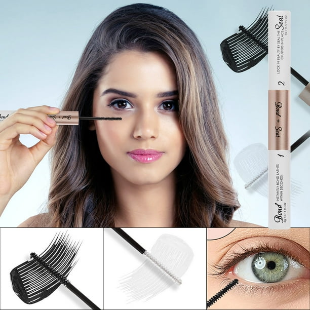 Pisexur Belleza Maquillaje Pestañas postizas negras de doble cabezal, pegamento de secado rápido, súper estilizador, limpiador de pestañaspara mujeres y hombres