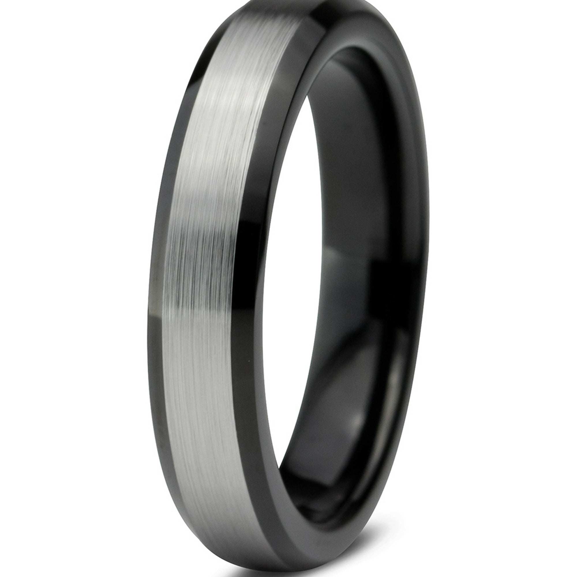 Tungsten Wedding Band Ring 4mm For Men Women Comfort Fit Black