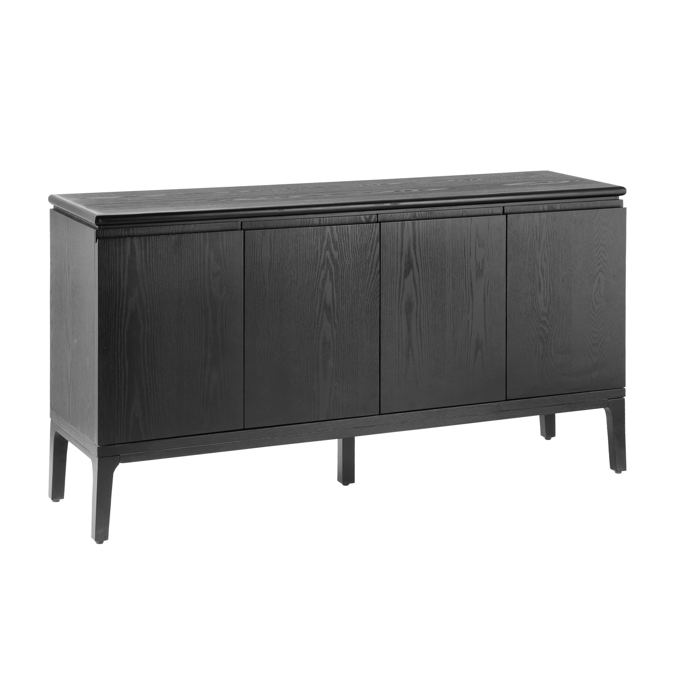 Christopher Knight Home 59" Modern Accent Sideboard with Storage, Rubberwood Legs, 4 Doors, Black