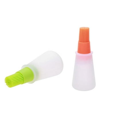 

Casewin 2 pcs Portable Oil Bottle Barbecue Brush Silicone Kitchen bbq Cooking Tool Baking Pancake Barbecue Camping Accessories Gadgets (blue & orange)
