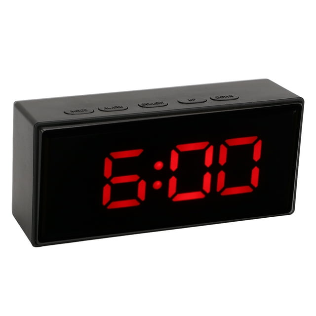 LED Digital Clock, Streamlined Design Smart Light Sensing Mirrored Digital Alarm Clock Clear Display Night Mode For Home For Travel Red