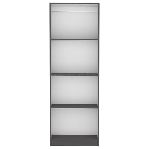 JERFIT 4 Tier Industrial Bookshelf, Multicolor Wood Bookcase with 4 Adjustable Shelves for Living Room, Office, Bedroom Storage Organizer