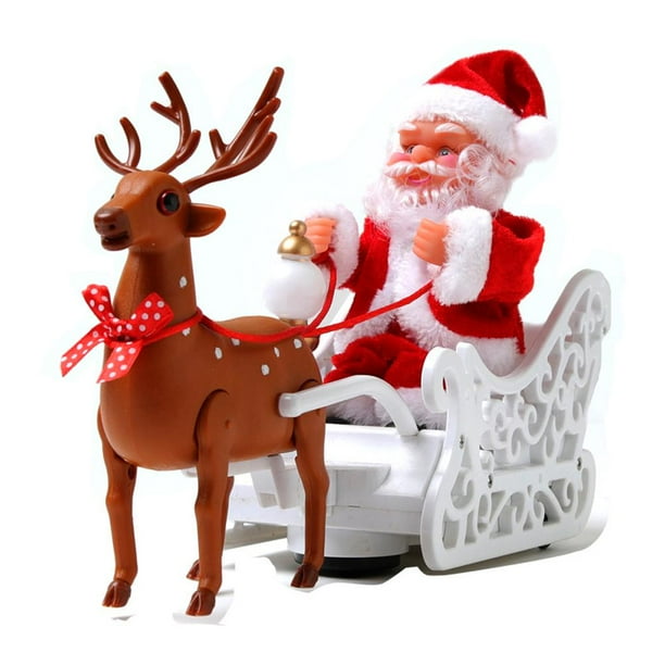 Carro Eléctrico De Ciervos De Papá Noel Papá Noel De Navidad En Juguetes De Trineo Decoraciones Navideñas Con Música Adornos De Estatuillas De Papá Noel De Navidad Minnieouse HA037730-00
