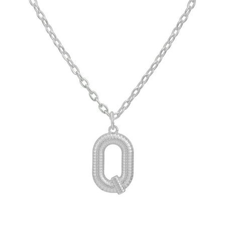 Time and Tru Women's Silvertone Initial Q Necklace with Giftable Pouch