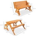 thumbnail image 7 of Best Choice Products 2-in-1 Outdoor Interchangeable Wooden Picnic Table/Garden Bench for w/ Umbrella Hole - Natural, 7 of 7