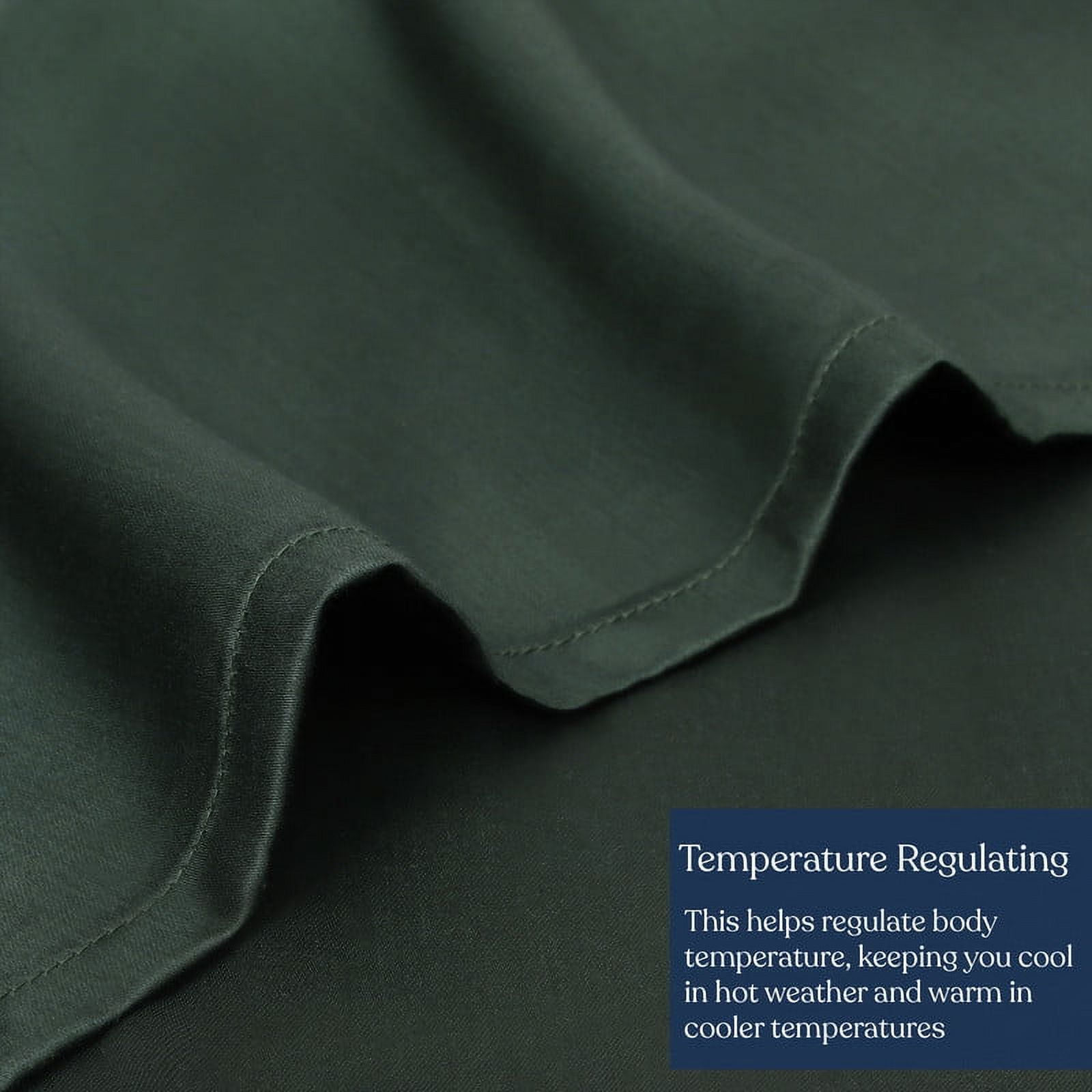 Delara 100% Eucalyptus TENCEL Lyocell Twin Fitted Sheet 39"x75", 17" Deep Pocket, Cooling, Silky Soft, Moisture-Wicking, Forest Green