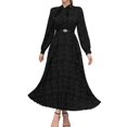 thumbnail image 2 of Women'S Knee-Length Spring and Autumn Dresses Bowknot Solid Color Shirt Sleeve Big Swing Long Dresses Black S, 2 of 7