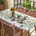 thumbnail image 3 of Spring Daisy Leaves Table Cloths for 3 Foot Rectangle Tables, Farmhouse Watercolor Flowers Butterfly Patio Waterproof Elastic Fitted Tablecloths, Washable Rectangular Table Cover for Camping, 3 of 8