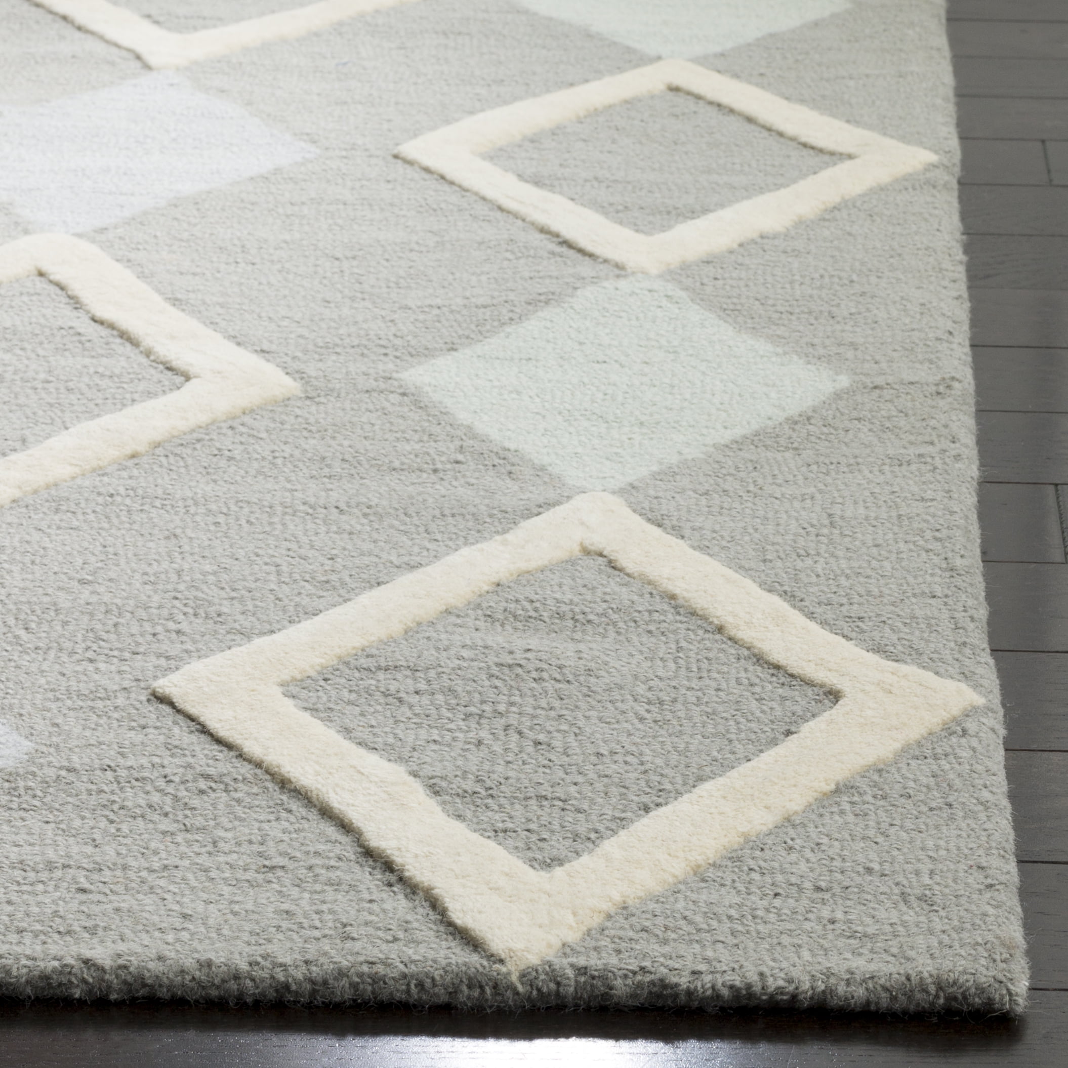 SAFAVIEH Kids Diamonds Wool Area Rug, Grey/Multi, 5' x 7'