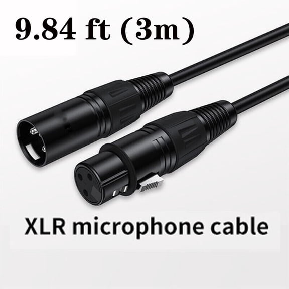 9.84 ft (3m) XLR Male to Female Microphone Cable Balanced 3 Pin Mic Connector Extension Cord