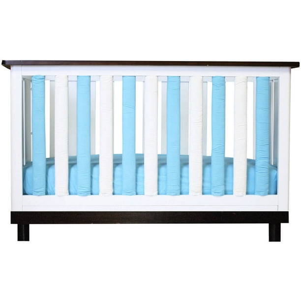 Doctorapproved, Safe Vertical Wonder Bumpers in Aqua & White Reversible Cotton, Choose Your