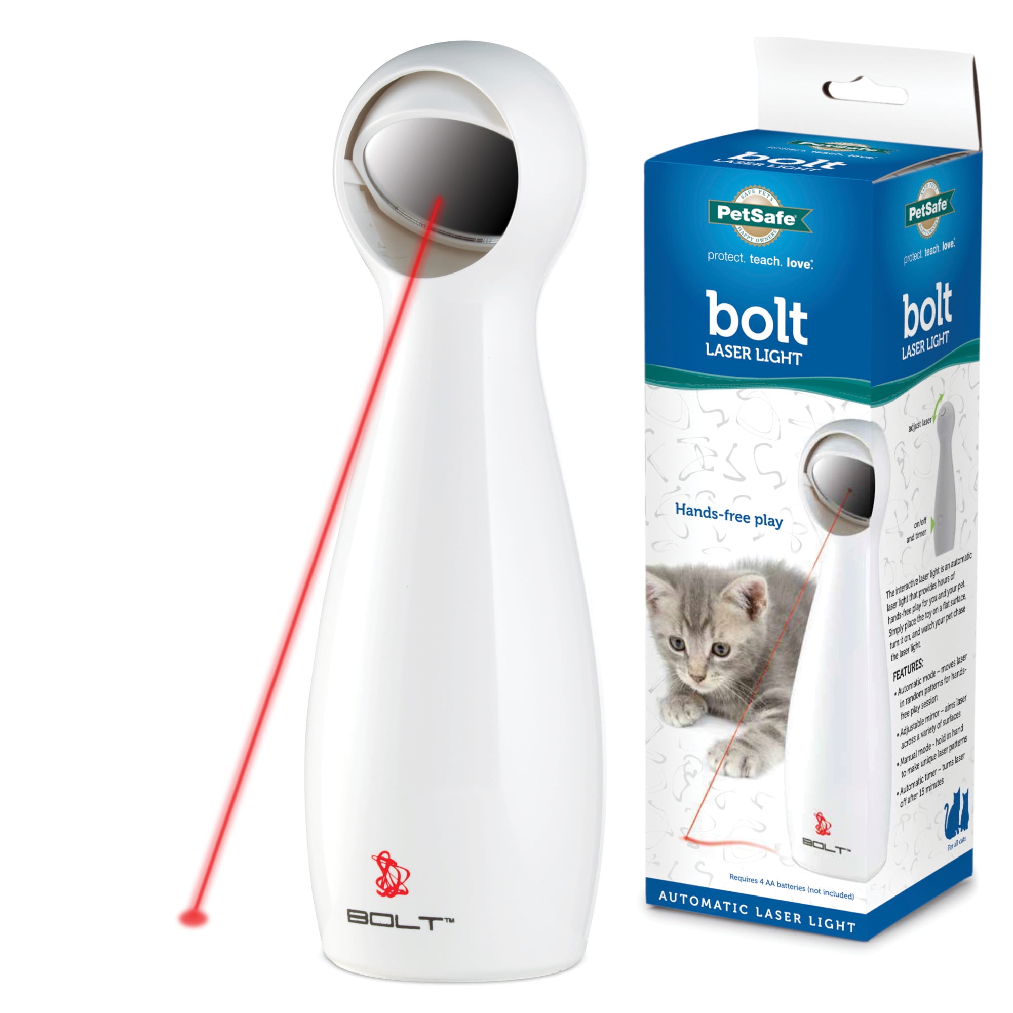PetSafe Bolt Automatic Laser Light Cat Toy, Interactive, Adjustable, 2 Play Modes