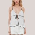 thumbnail image 2 of Toimothcn Womens Tank Tops Women Contrast Tie Front Top Neck Flowy Crinkled Ruffle Going Out Tank Tops Summer Split Shirt Suitable For Outdoor Activities, 2 of 6