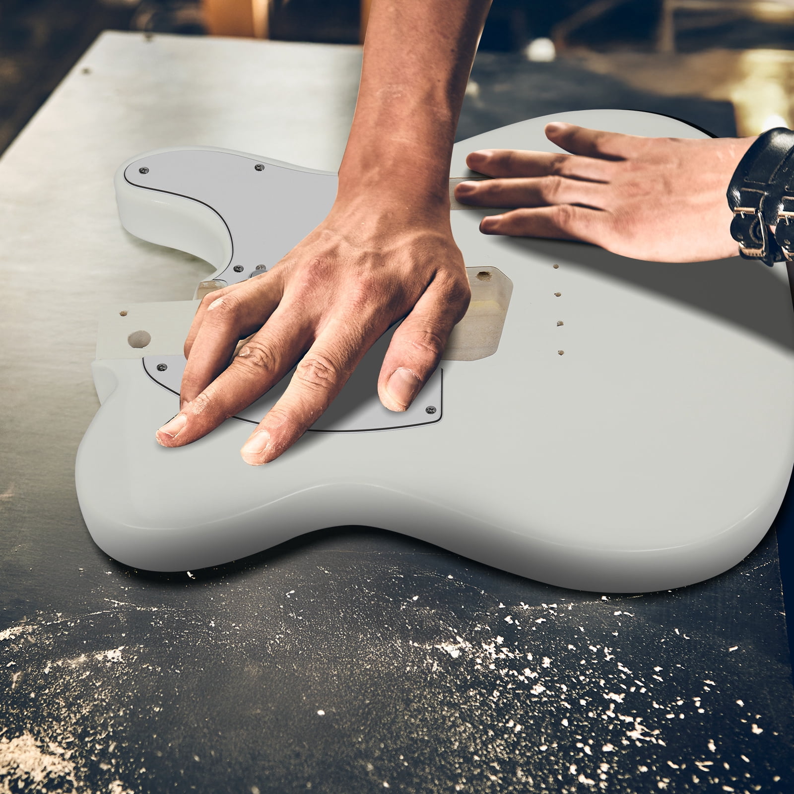DIY 6 String TL Style Electric Guitar Kits with Mahogany Body, Maple Neck and Accessories White