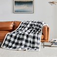 thumbnail image 6 of Sherpa Plaid Twin Blanket 60" X 70", Fuzzy Fluffy Soft Cozy Throw Blanket, Twin Size Plush Fleece Flannel Plush Microfiber Blanket for Couch Bed Sofa (Black), 6 of 12