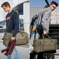 thumbnail image 3 of WITZMAN Mens Duffle Bags for Traveling Canvas Weekender Travel Bag Expandable Overnight Bag Carry on Bag(A8007 Army Green), 3 of 10