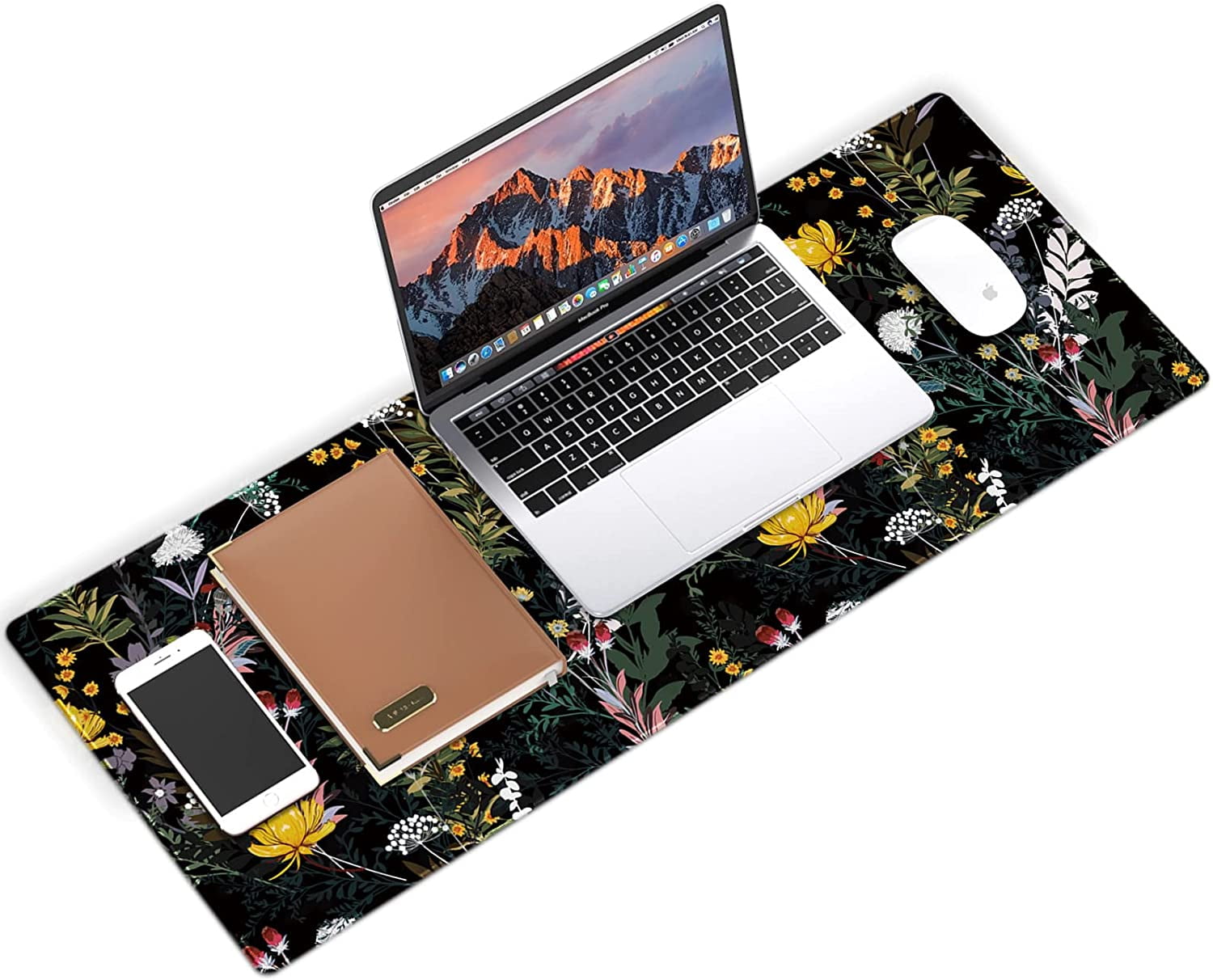 Gaming Mouse Pad XXL XL Large Mouse Pad Mat Long Extended Mousepad Desk Pad Non-Slip Rubber Mice Pads Stitched Edges Thin Pad (31.5x11.8x0.12 Inch)-Weed Wildflower