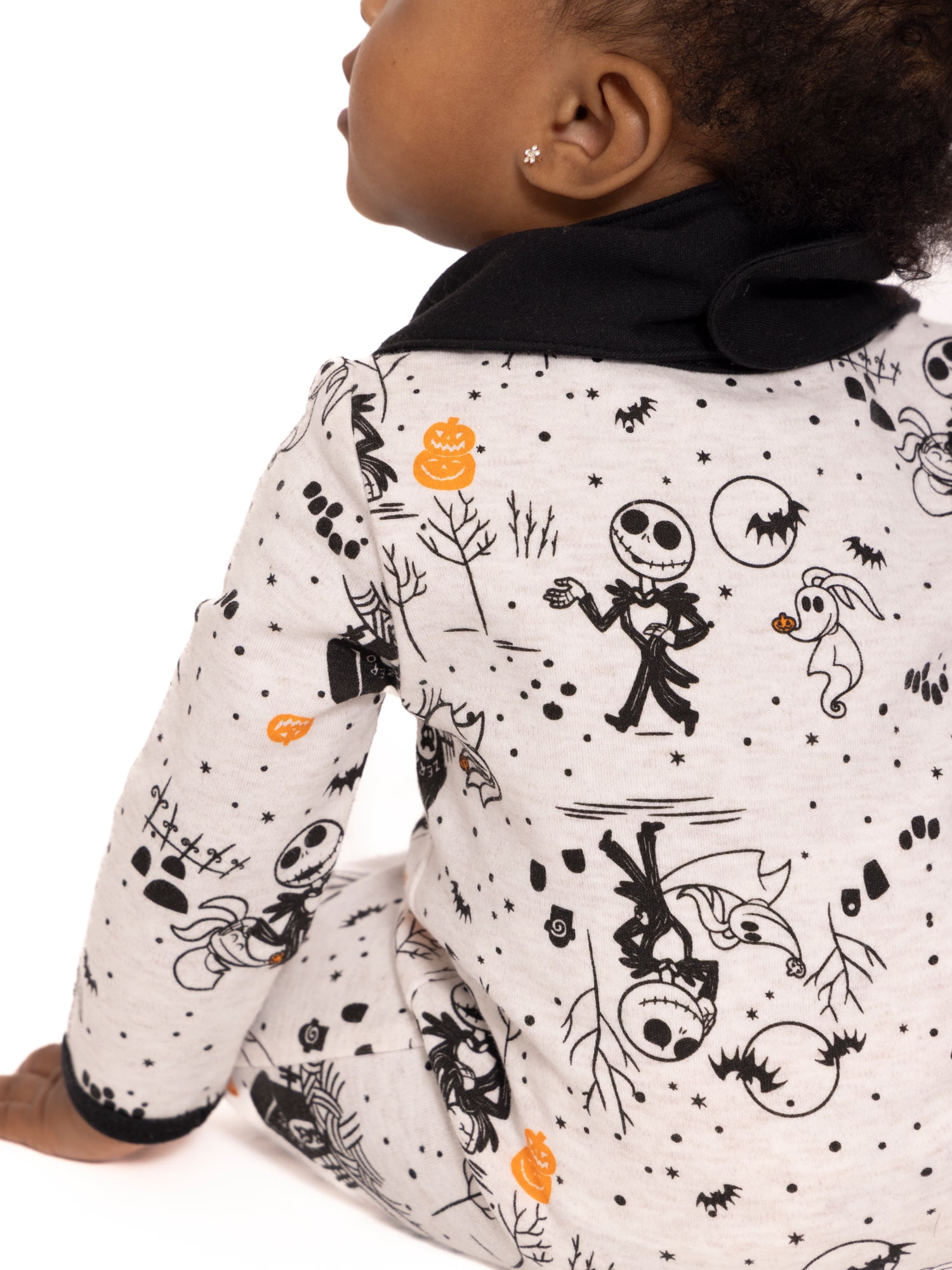 Halloween Nightmare Before Christmas Baby Boys or Girls Footed Sleep N Play Pajamas and Bib Set, 2-Piece, Sizes 0M-9M