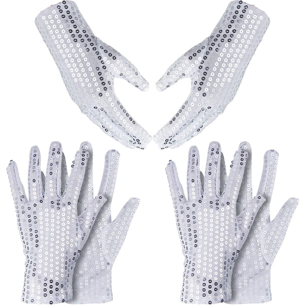 Inior INIOR 3 Pairs Sequin Gloves Silver Glitter Gloves Sequin Dance Gloves ...