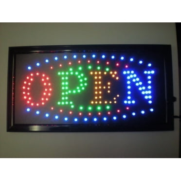 2xhome LED Open Sign 6 Line – High Visibility, Multi-Color, Animated Neon Light with Motion Effects, On/Off Switch, Chain for Business Displays (19" x 10")