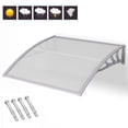 thumbnail image 6 of GVN 40 x 40 Inch Outdoor Polycarbonate Front Door Window Awning Canopy-Gray, Entry Door Outdoor Window window Awning, Front Door Overhang Awning for Sun Shutter, Snow Protection, Hollow Sheet, 6 of 8