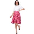 thumbnail image 4 of IBTOM CASTLE Women Pleated Vintage Skirt Floral Print A-Line Midi Skirts 50s Polka Dots Knee-Length Flared Swing Cocktail Party Dresses L Pink - Strawberry, 4 of 8
